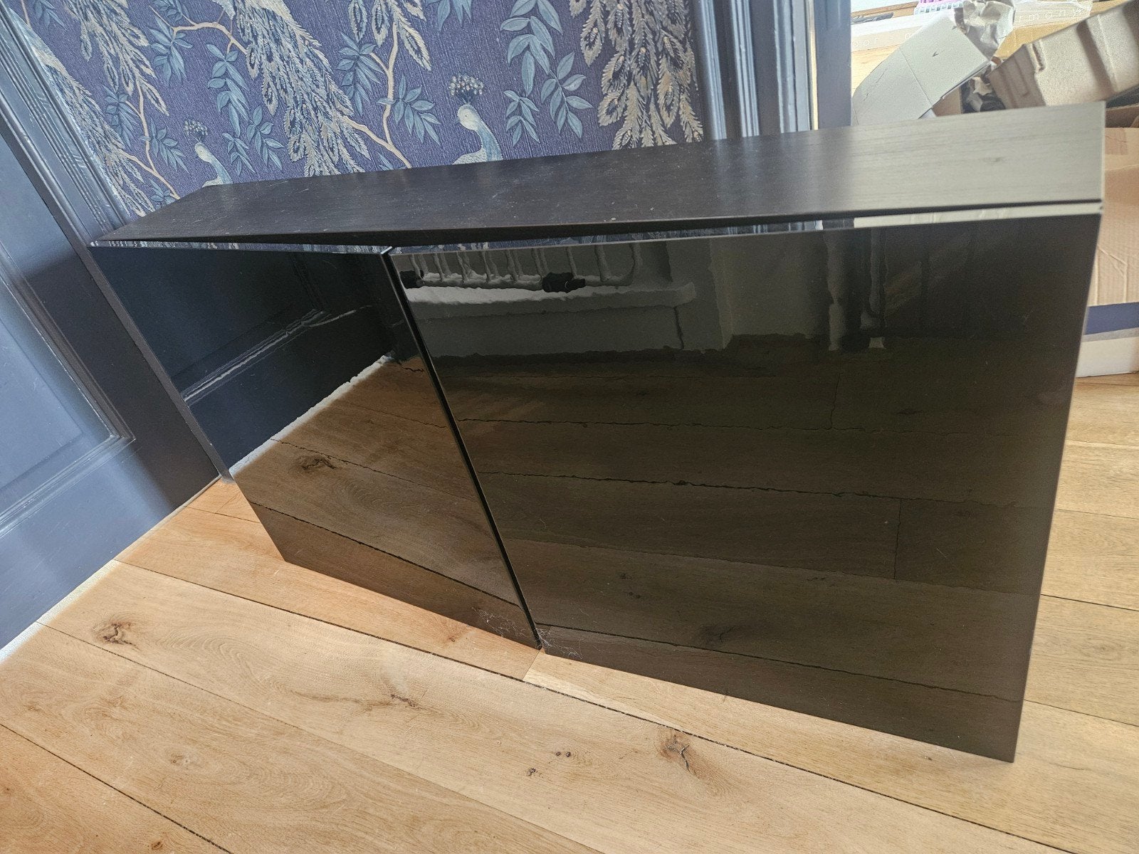 2x IKEA BESTÅ kast hoogglans zwarte Selsviken deuren, Ophalen, Zo goed als nieuw