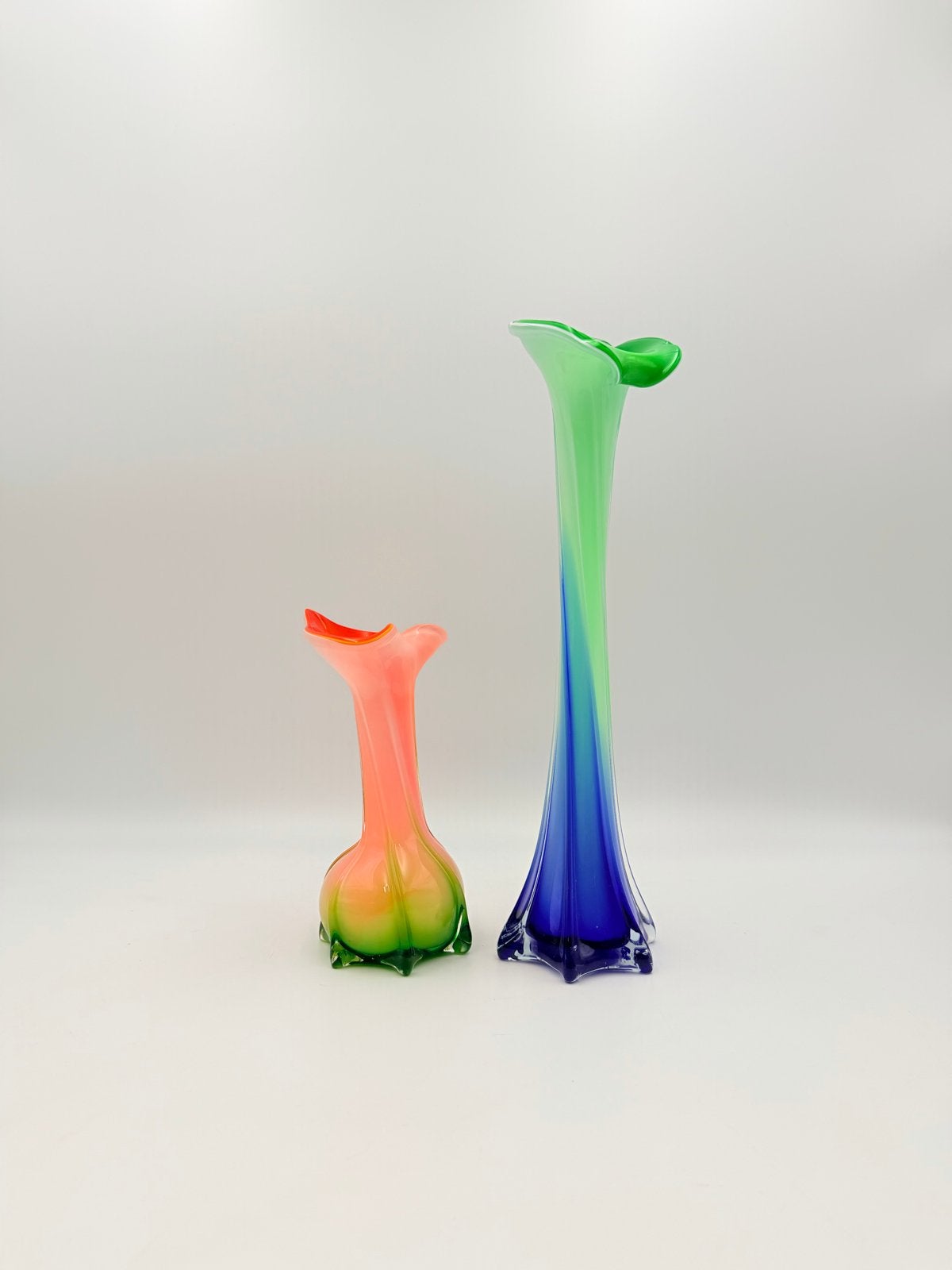 Set van 2 Murano vazen, kleurrijk glas, vintage, Antiek en Kunst, Ophalen of Verzenden