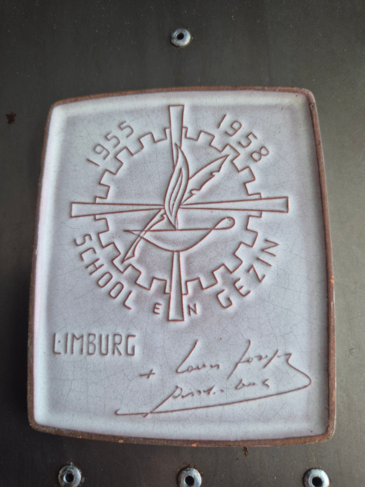 Vintage Keramiek Plaquette 1955-19, Antiek en Kunst, Antiek | Wandborden en Tegels, Ophalen of Verzenden