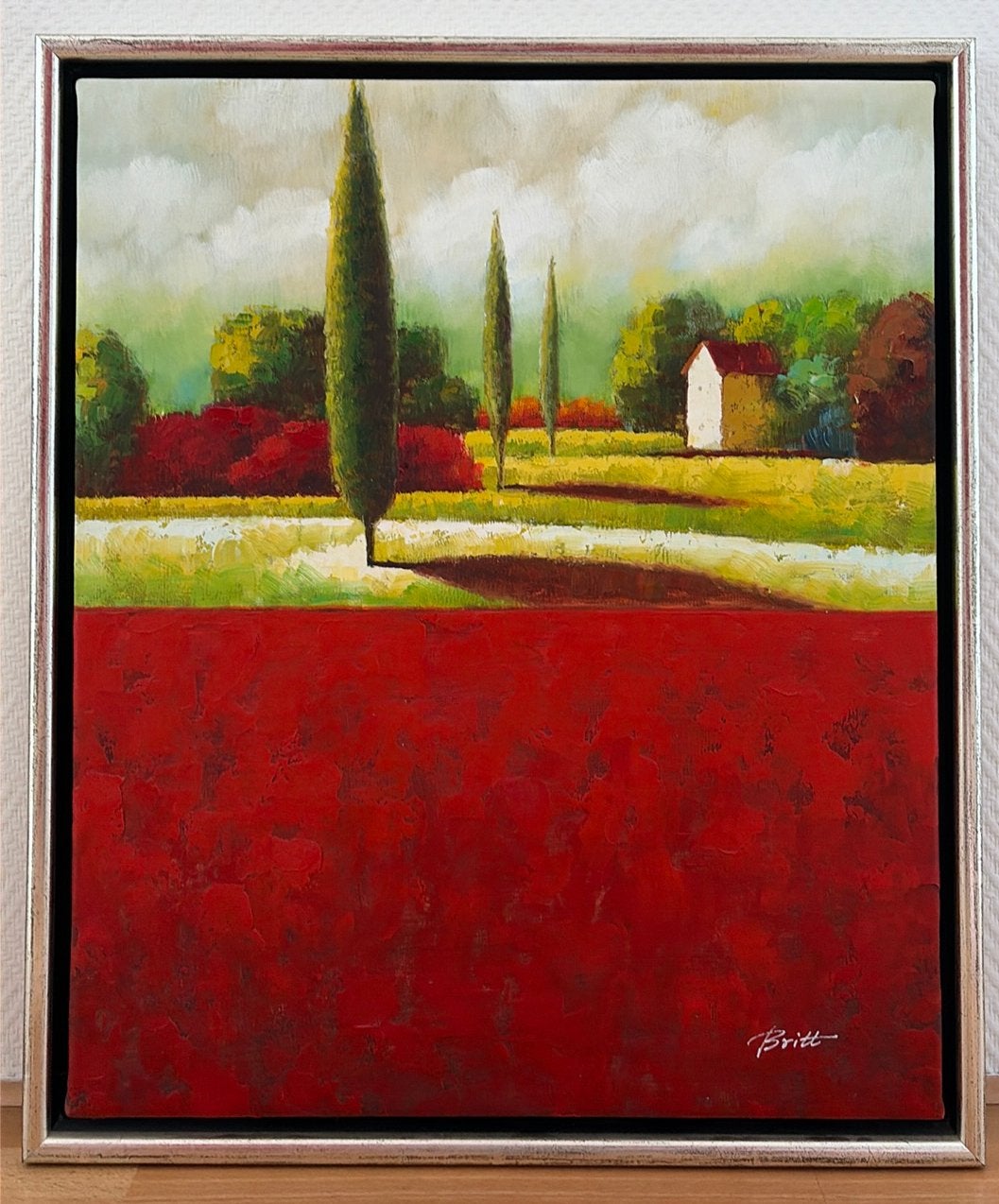 Schilderij 55x65 cm met landschap en cipressen, Ophalen