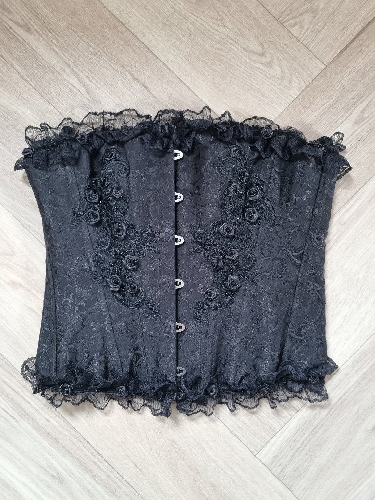 Zwart barok korset met gedetailleerde versieringen, Maat 42/44 (L), Ophalen of Verzenden, Halloween, Kleding