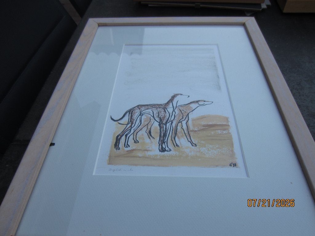 ingelijste prenten met honden paarden Angeliek Wick, Ophalen, 50 – 75, Minder dan 50 cm, Zo goed als nieuw