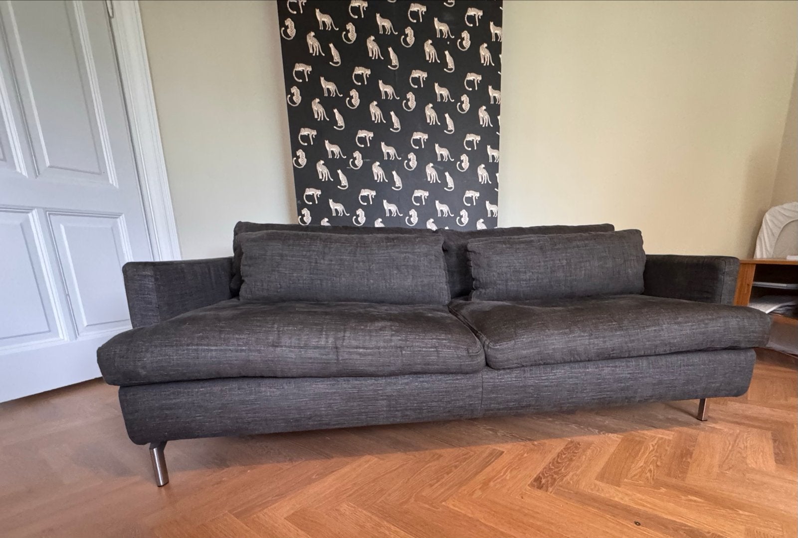 Design slaapbank grijs  Milano Bedding, Ophalen, Gebruikt, Tweepersoons, 75 tot 100 cm