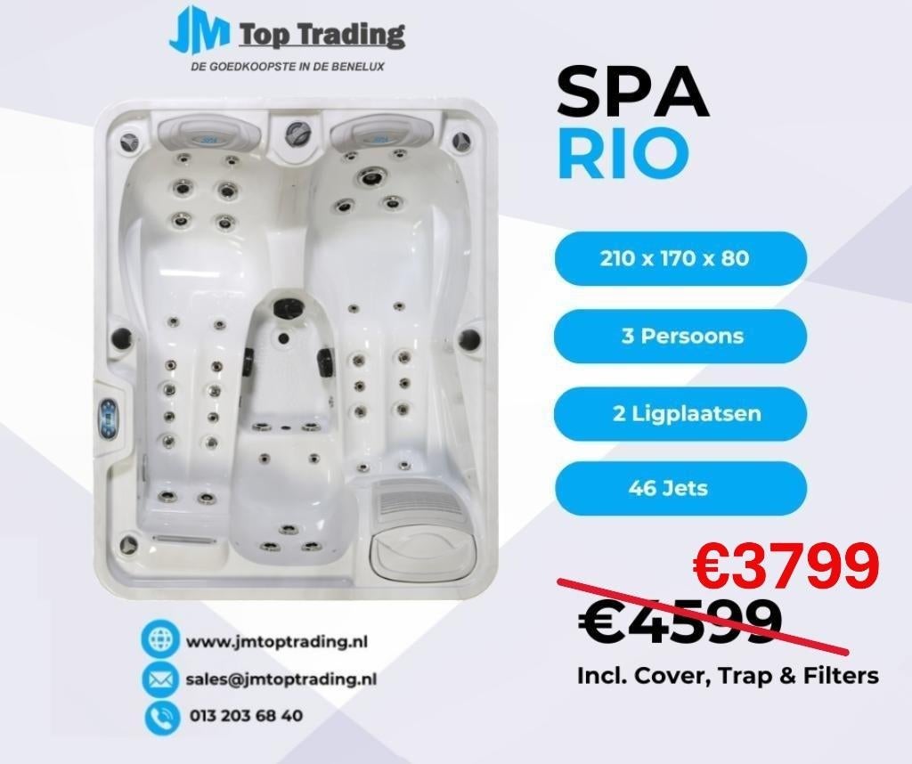 Jacuzzi Rio (Actie) 3 pers - 210x170cm - 46 jet, Ophalen, Nieuw, Afdekzeil