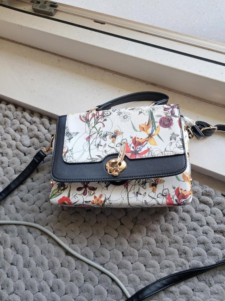 Zomerse schoudertas met bloemenprint, Ophalen, Gebruikt, Wit, Schoudertasje