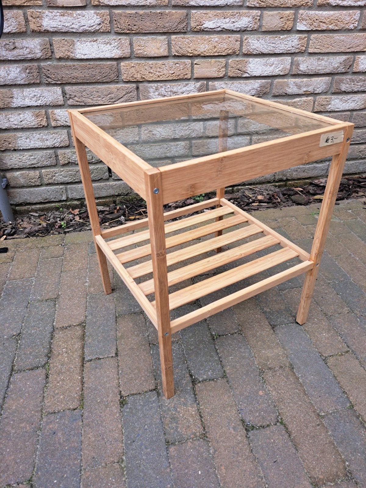 Bijzettafeltje met glazen plaat, Ophalen, Rond, Minder dan 55 cm, 45 tot 60 cm