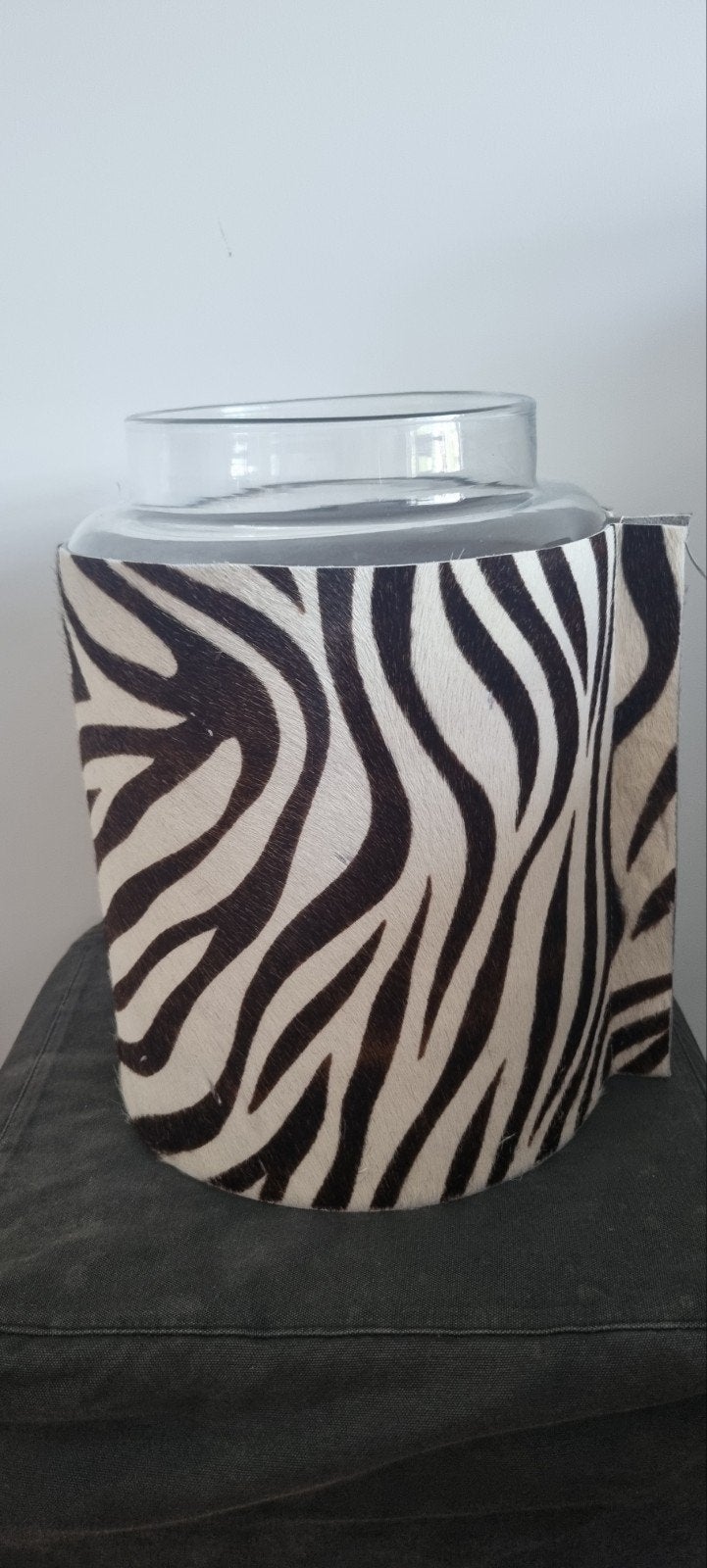 Grote vaas met zebra print leer ,, Overige kleuren, Verzenden, Leer, Zo goed als nieuw