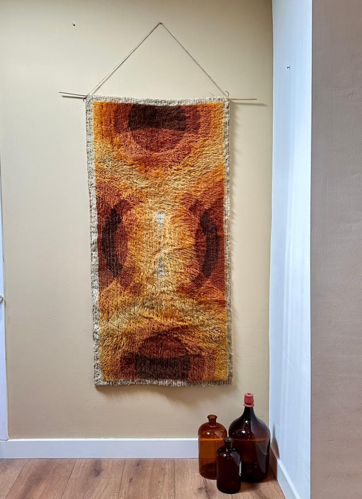 Vintage retro wandkleed jaren '60, Huis en Inrichting, Minder dan 50 cm, Gebruikt, 100 tot 150 cm, Bruin