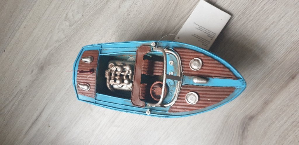metalen motorboot speed boot sier decoratie blauw, Huis en Inrichting, Ophalen of Verzenden