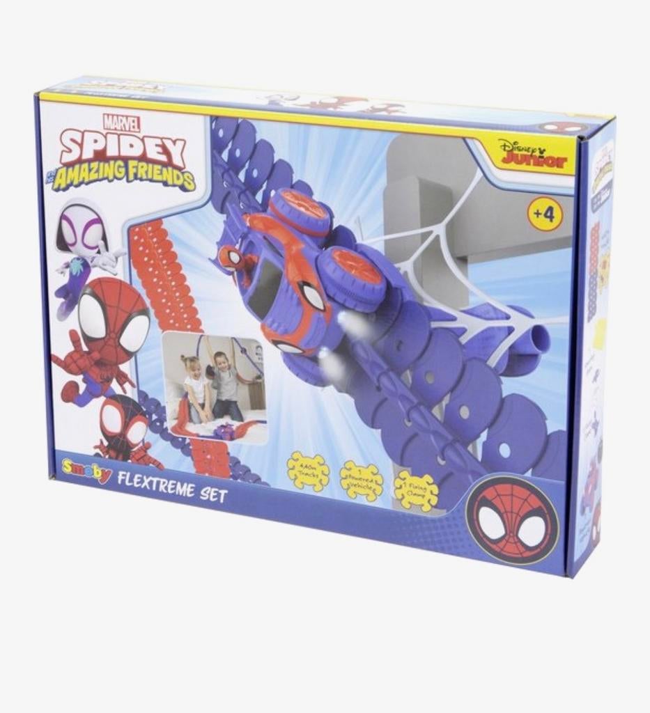 Smoby Spidey Flextreme Set Racebaan - Zo goed als nieuw, Kinderen en Baby's, Speelgoed | Racebanen, Racebaan, Zelf te bouwen, Zo goed als nieuw