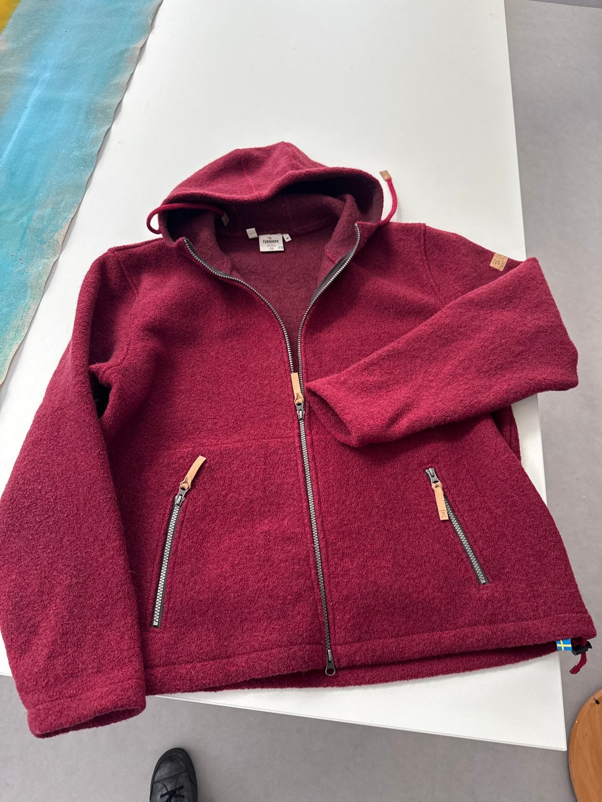 Ivanhoe of Sweden wollen jas met capuchon - 46, Kleding | Dames, Ophalen of Verzenden, Nieuw, Maat 46/48 (XL) of groter, Rood