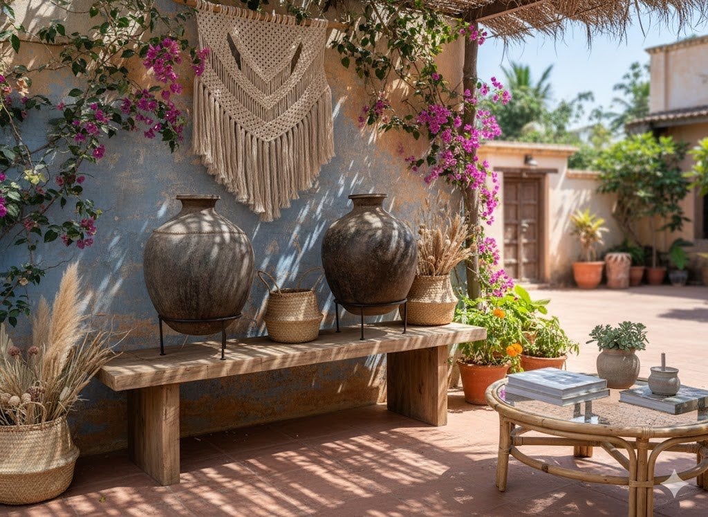 2 Unieke Antieke Wijn Kruiken afkomstig uit Noord India 1850, Tuin en Terras, Ophalen, Gebruikt