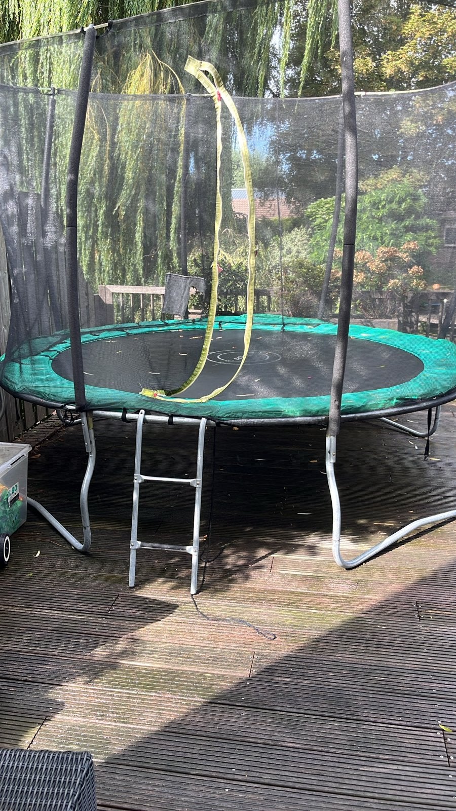 Trampoline met veiligheidsnet en ladder, Ophalen, Gebruikt