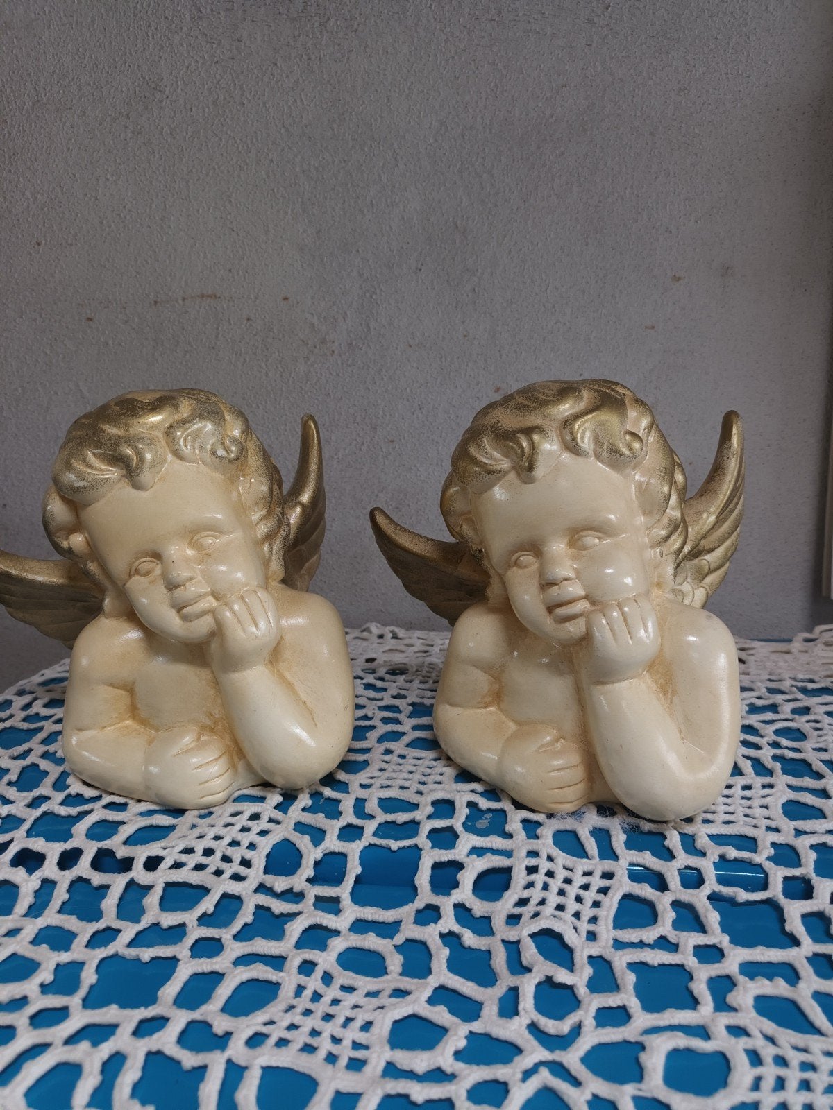 Set van 2 Vintage Engeltjes Beeldjes, Huis en Inrichting, Vintage, Meerkleurig, Ophalen of Verzenden, Zo goed als nieuw