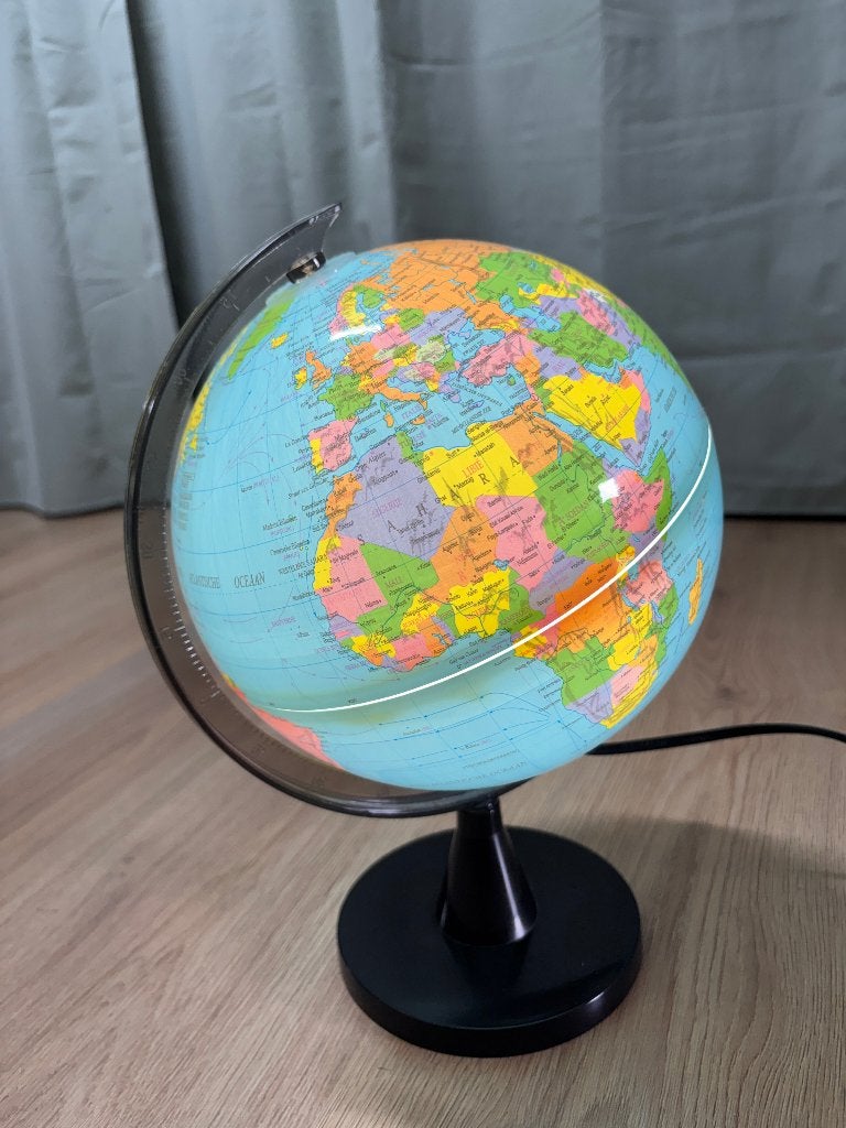 Globe met licht z.g.a.n., Ophalen, Kunststof, 25 cm, Kinderwereldbol