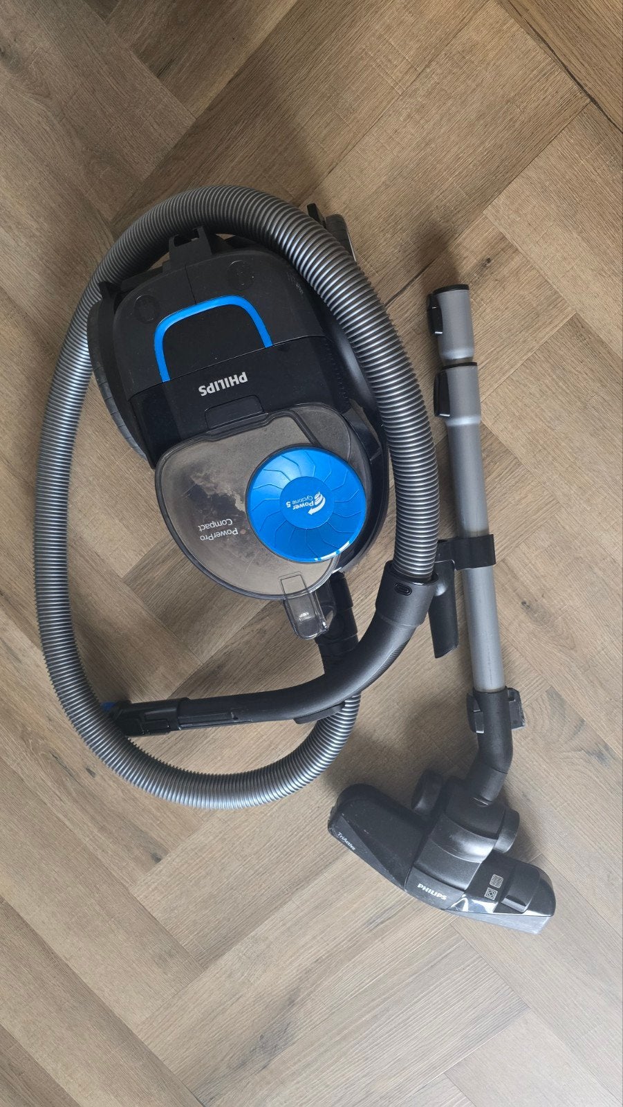 Philips PowerPro Compact stofzuiger - Zwart/Blauw, Gebruikt, Philips, Ophalen of Verzenden, Sledestofzuiger