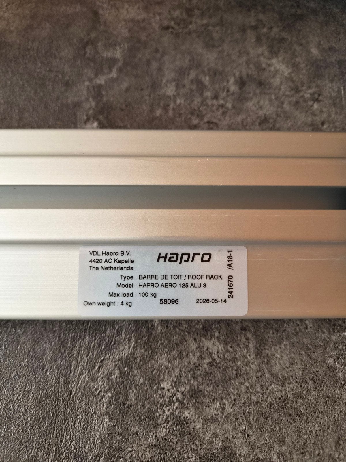 Hapro Aero 125 ALU 3 dakdragers - Zo goed als nieuw, Auto diversen, Ophalen, Zo goed als nieuw