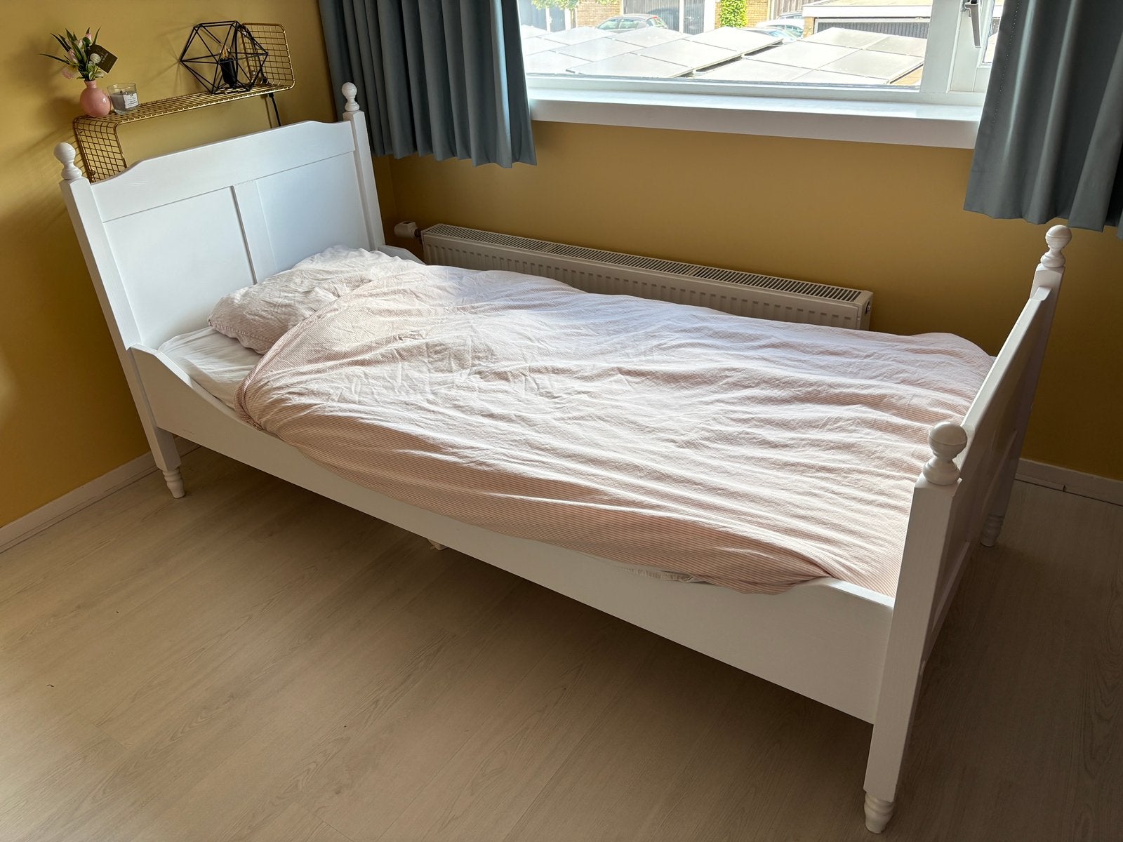 Wit houten eenpersoonbed (90 x 200 cm) incl. lattenbodem, Ophalen, Gebruikt, 90 cm, Eenpersoons