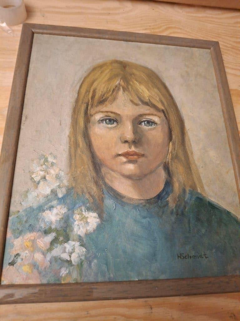 portret van een meisje signatuur H.Schmidt, Paneel, Ingelijst, Verzenden, Portret of Personen