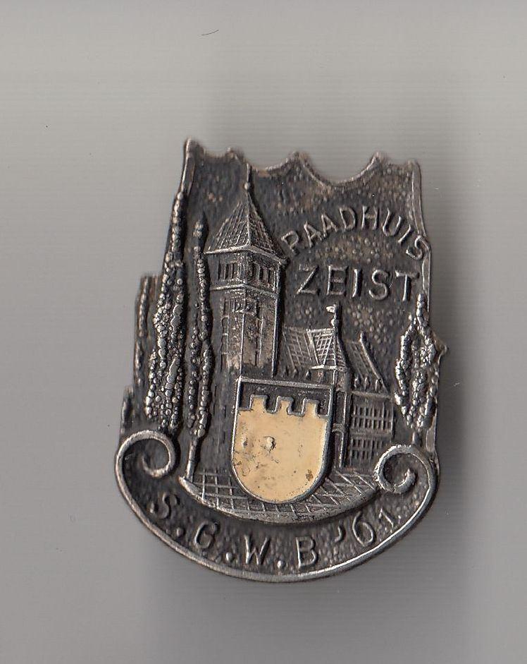 Zeist Raadhuis SGWB 1961 stadswapen broche, Verzamelen, Speldjes, Pins en Buttons, Gebruikt, Niet vindbaar, Niet vindbaar, Speldje of Pin