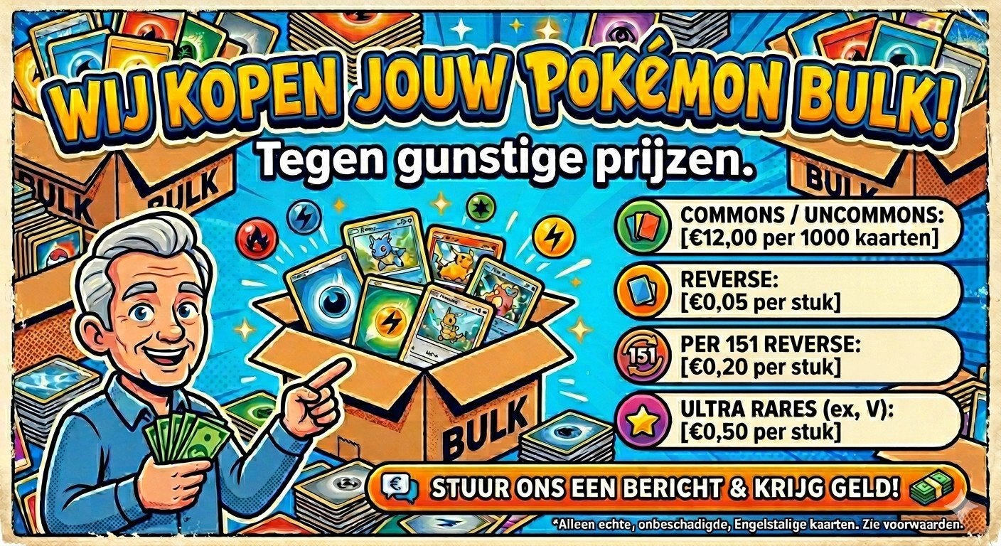 ​Pokémon Bulk Gezocht! Direct Cash voor je Dubbele Kaarten, Ophalen of Verzenden, Zo goed als nieuw, Meerdere kaarten, Foil