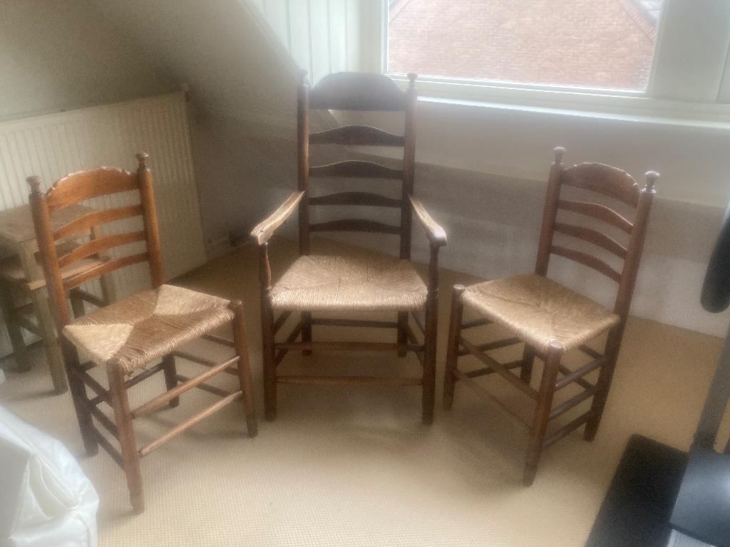 Knopstoelen, Huis en Inrichting, Stoelen, Gebruikt, Hout, Antiek, Ophalen
