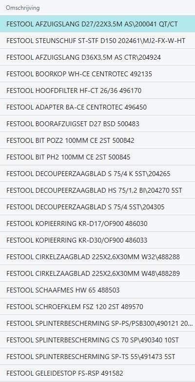 Festool diversen uitverkoop