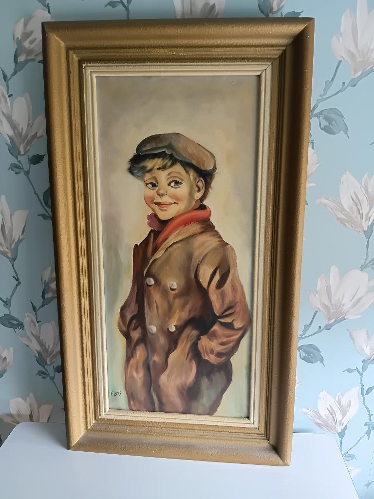 Schilderij F.Lucas Jochie met Pet, Ophalen, Oorspronkelijke maker, Zo goed als nieuw, Schilderij