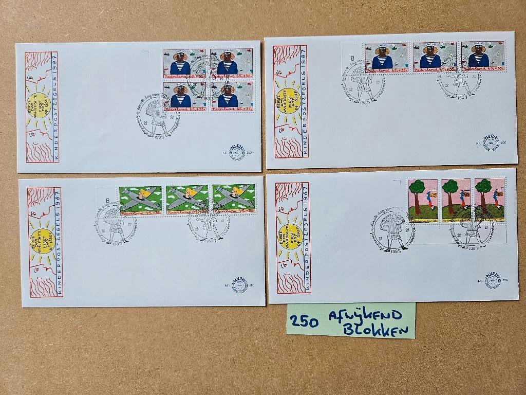 FDC E250 1987 - AFWIJKEND BLOKKEN - EERSTE DAG ENVELOP NL, Ophalen of Verzenden, Onbeschreven, Nederland