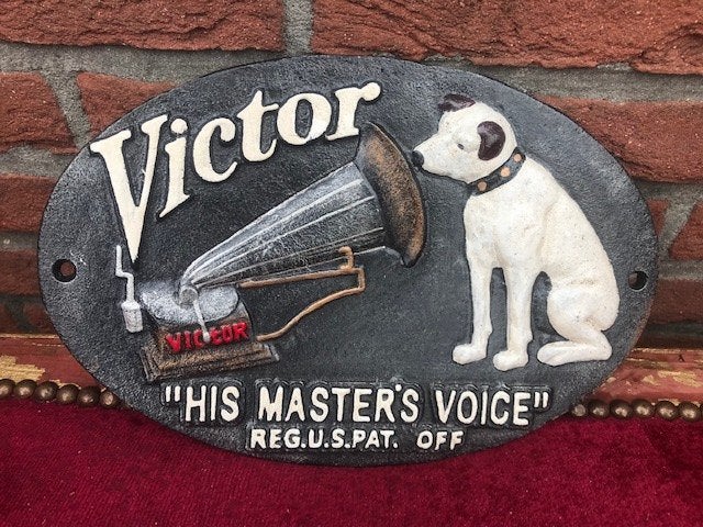 gietijzeren bordje, his masters voice, Ophalen of Verzenden