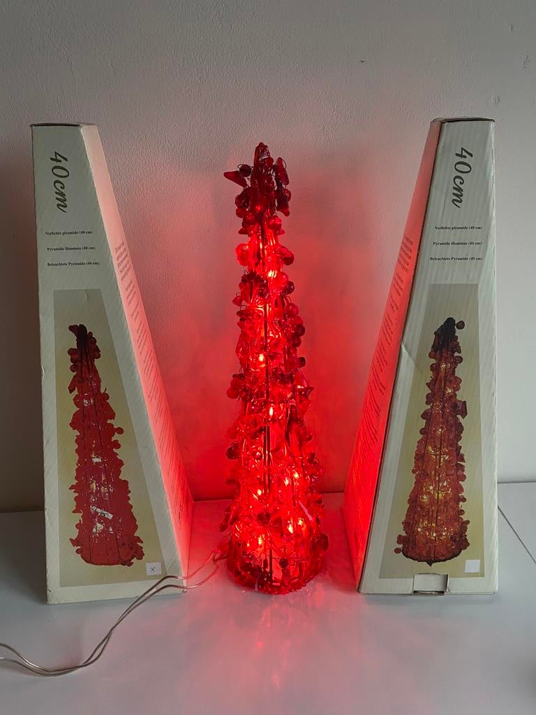 Set van 3 Kerstboom verlichting rood, Diversen, Kerst, Ophalen of Verzenden, Nieuw