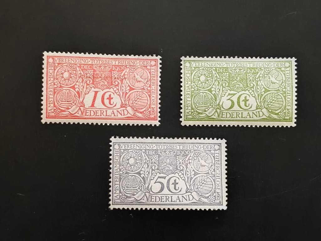 Netherlands Tuberculose serie 1906, Sg 208-210, Postzegels en Munten, Ophalen of Verzenden