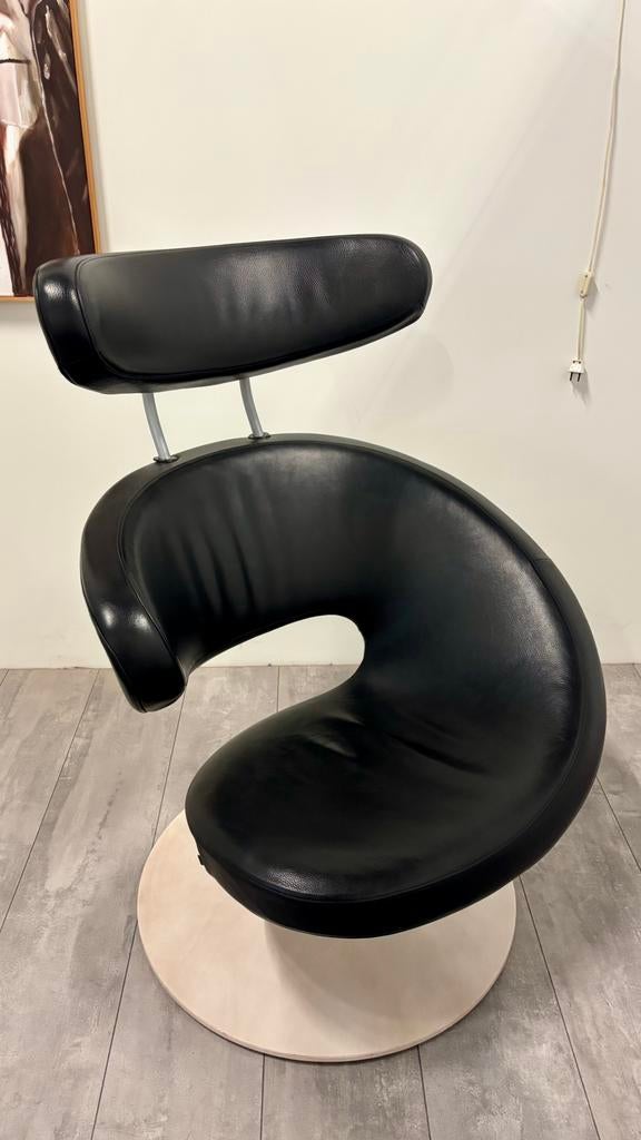Stokke Varier Peel Fauteuil Zwart Leder, Ophalen, ., Leer, .