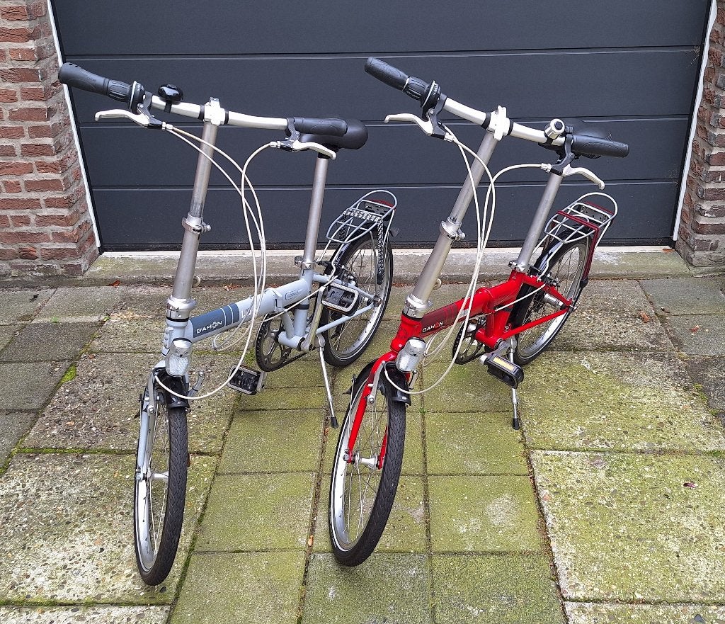 DAHON vouwfietsen 7 versnellingen rood & grijs, 20 inch of meer, Gebruikt, Velgrem, Versnellingen