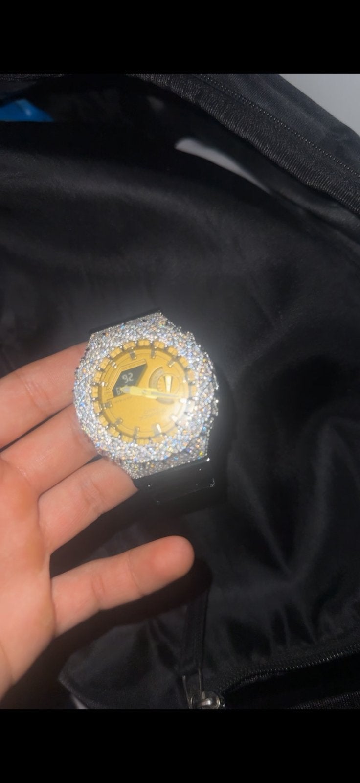 G-Shock GA-2100 Moissanite “Crown Of Thorns” Custom Iced Out, Zwart, Ophalen of Verzenden, Zo goed als nieuw, Waterdicht