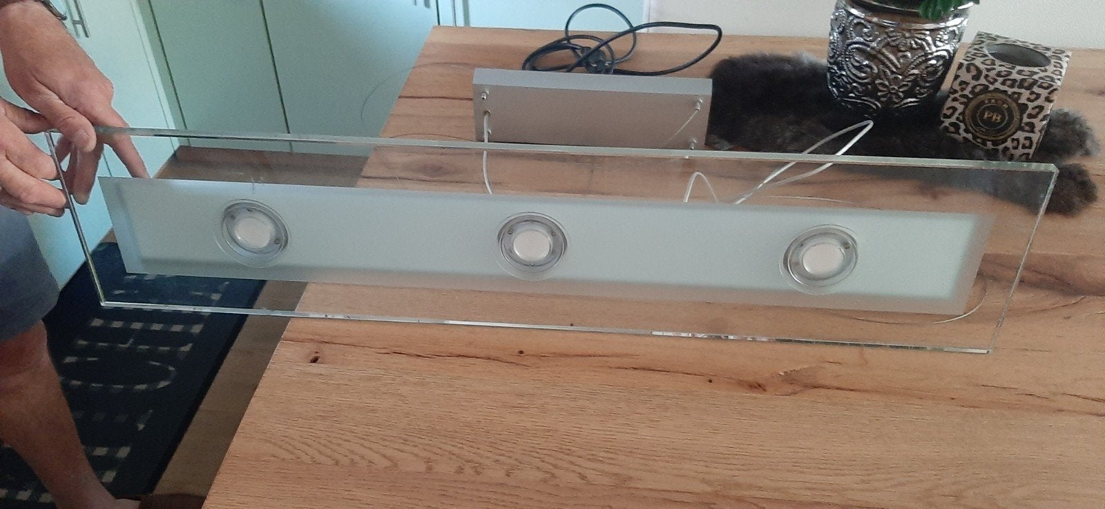 Philips LED lamp glasplaat met 3 spots, Huis en Inrichting, Lampen | Hanglampen, Ophalen, Gebruikt