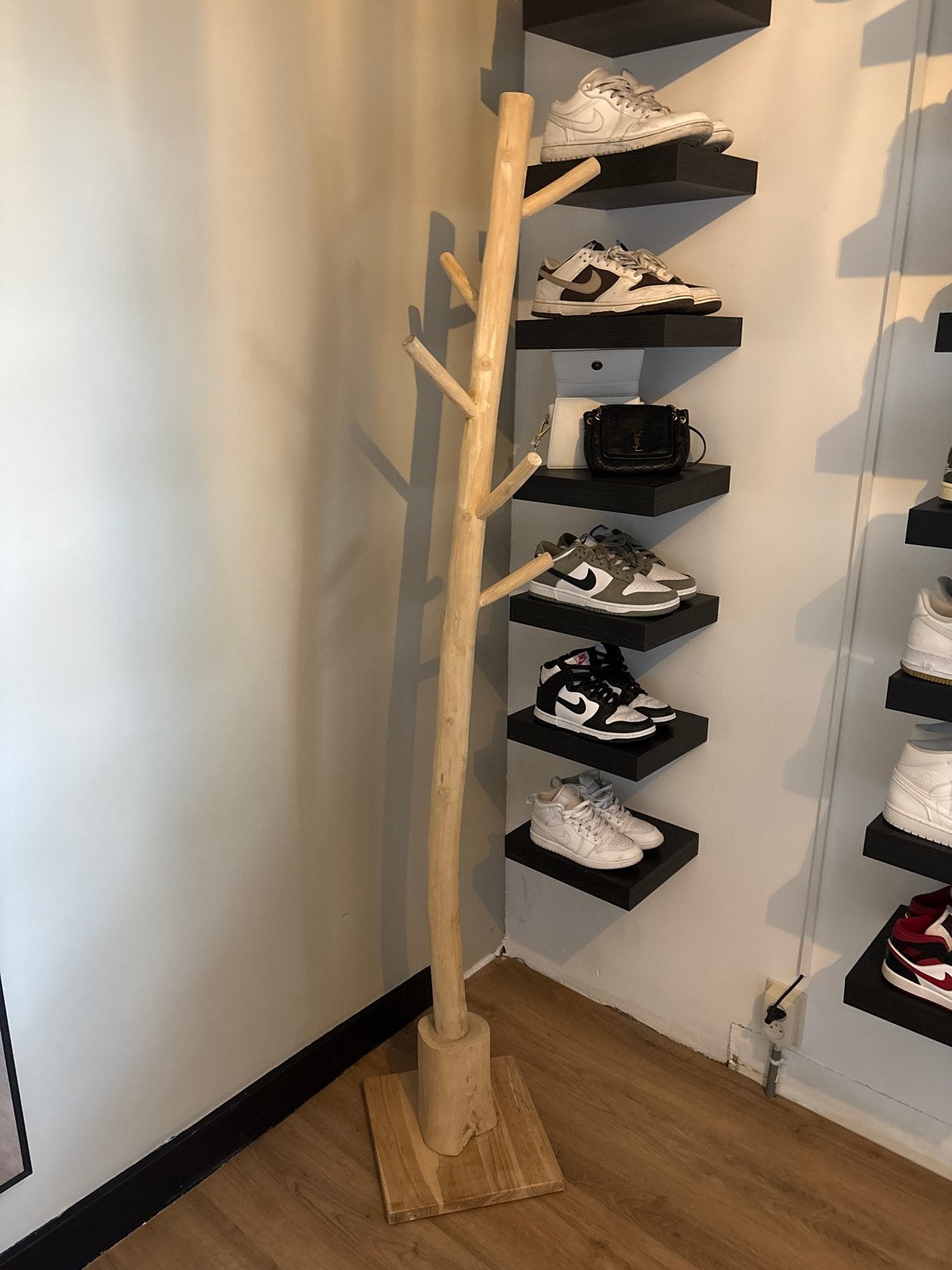 Unieke houten staande kapstok - boomstam design, Huis en Inrichting, Woonaccessoires | Kapstokken, Gebruikt, Ophalen of Verzenden