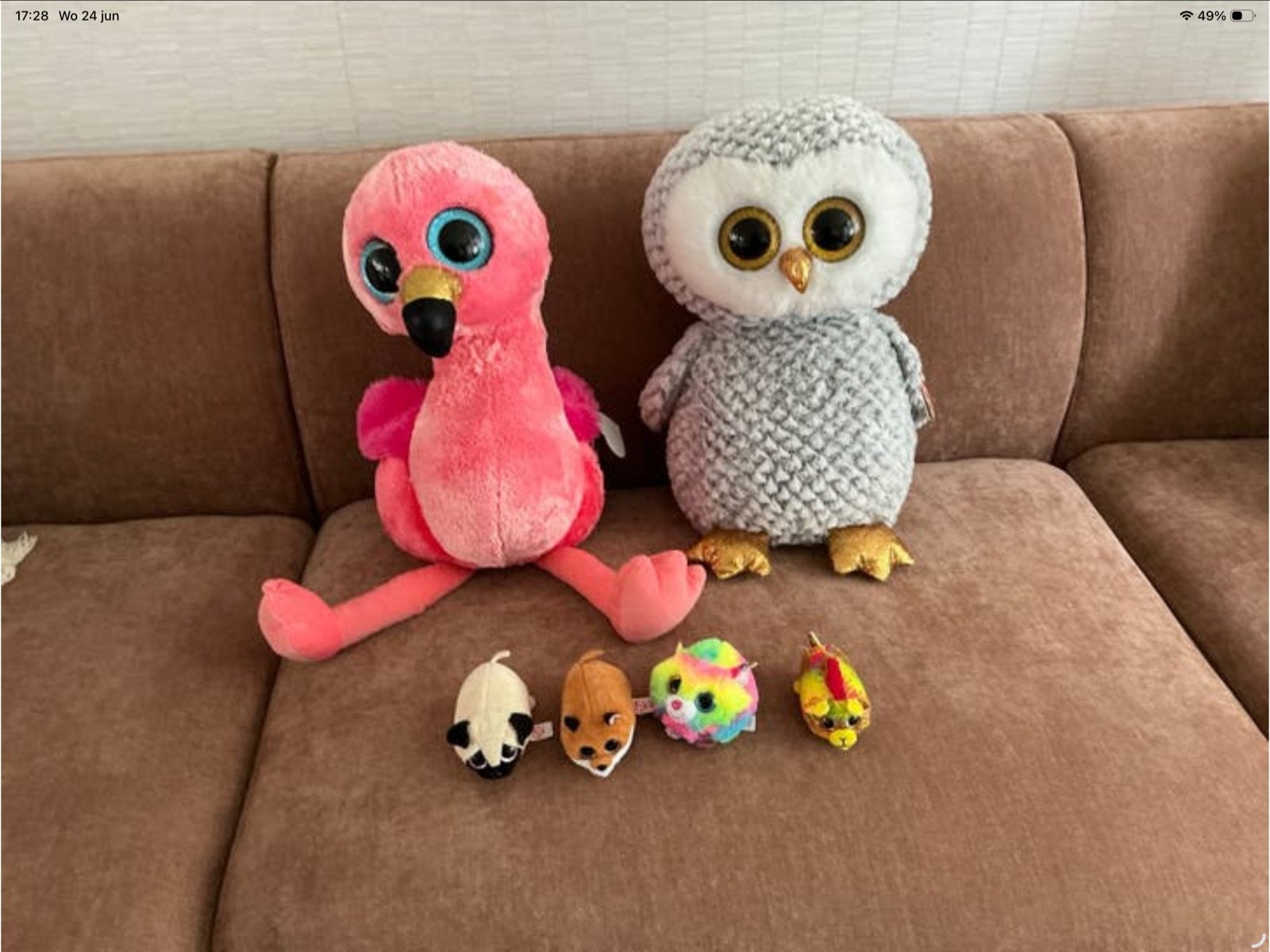 Leuke knuffels: Ty Beanie Boos flamingo, uil en meer!, Ophalen of Verzenden, Roze, Olifant, Klein (minder dan 20 cm)