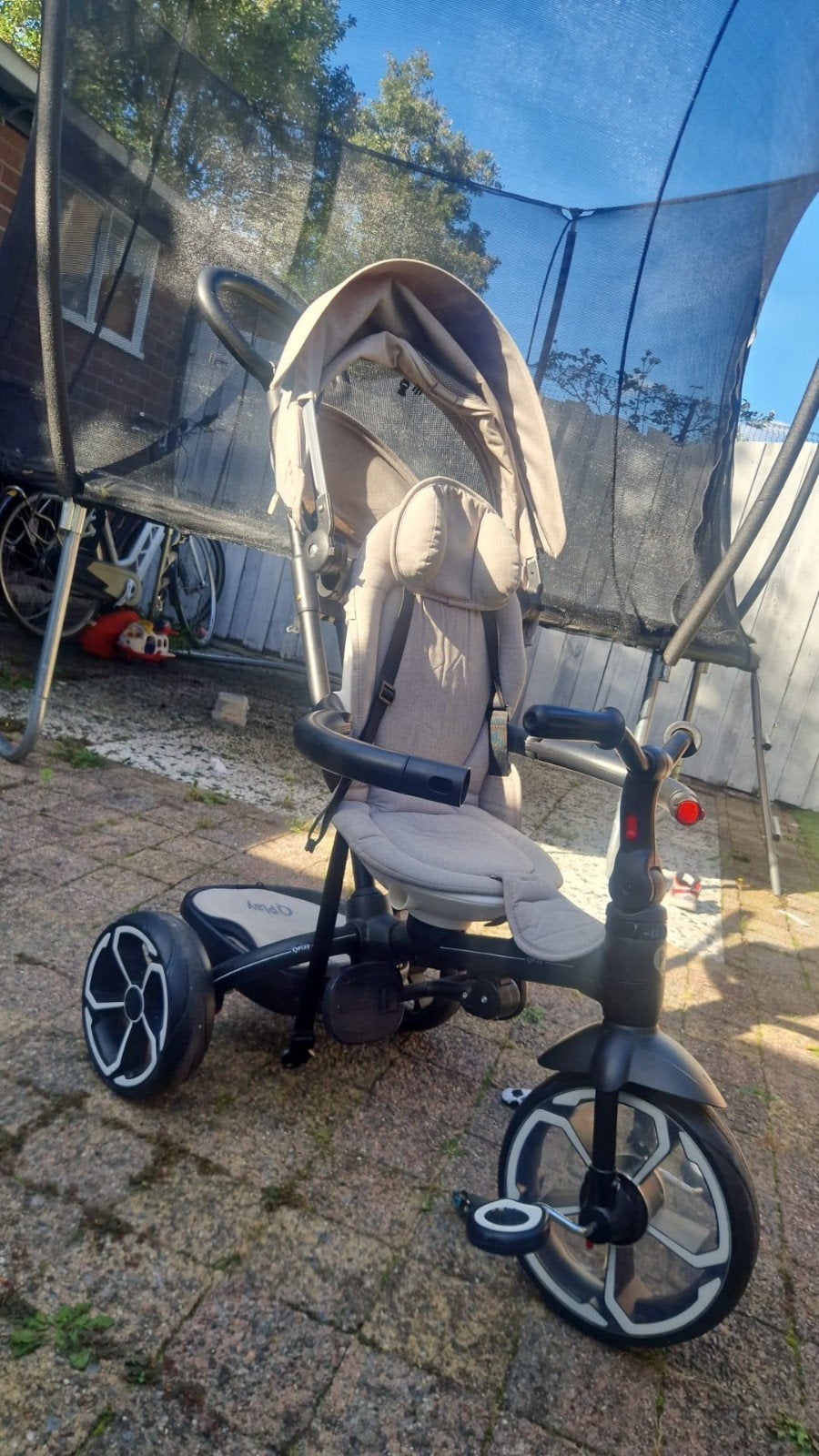 Kinder driewieler met duwstang en verstelbare zitting, Ophalen of Verzenden, Gebruikt, Duwstang