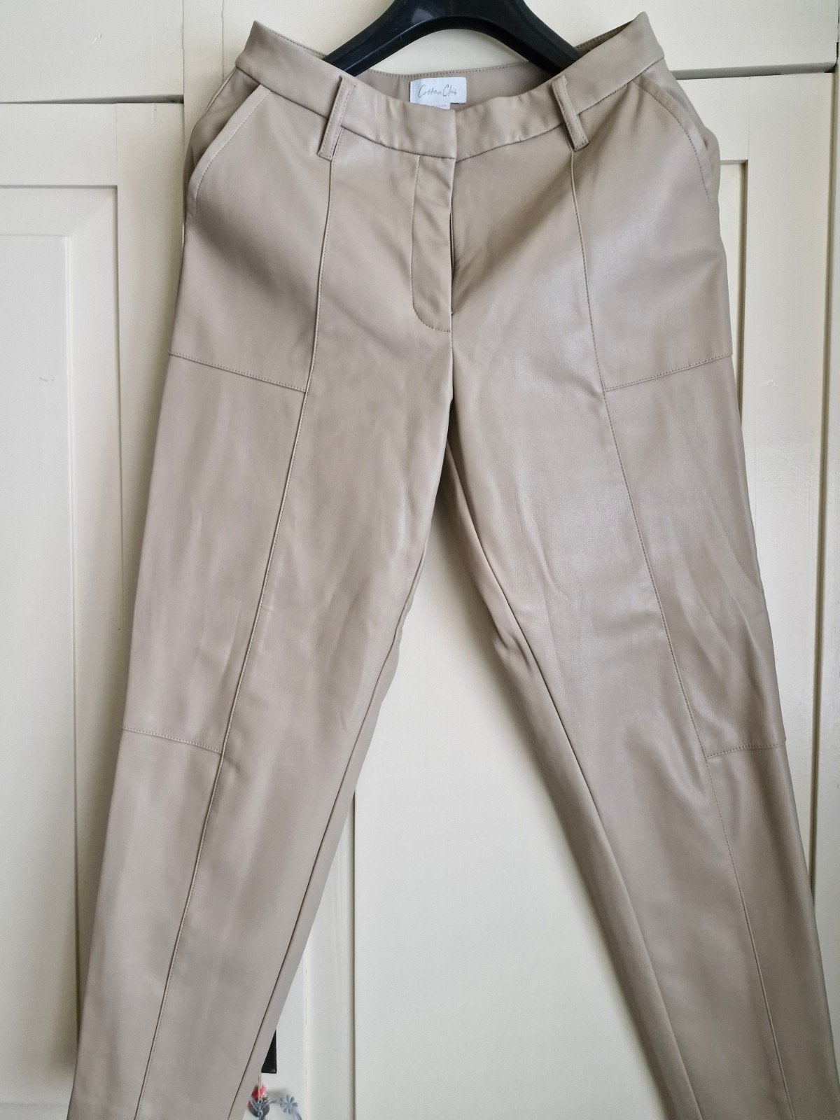 Cotton Club Beige Faux Leren Broek Maat M, Cotton Club, Ophalen of Verzenden