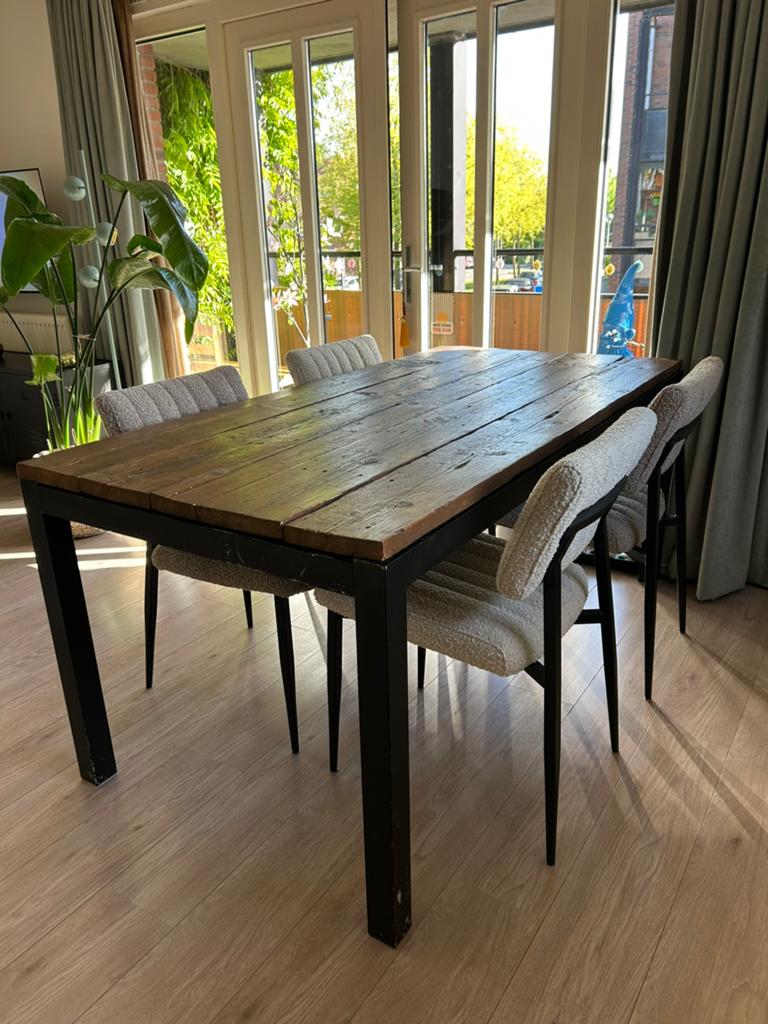 Eettafel steigerhout, Huis en Inrichting, Tafels | Eettafels, Ophalen, Gebruikt, 50 tot 100 cm, Vijf personen of meer