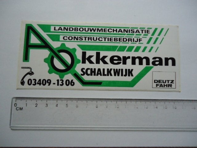 sticker oud DEUTZ FAHR Landbouw traktor Akkerman Schalkwijk, Verzenden, Zo goed als nieuw, Bedrijf of Vereniging