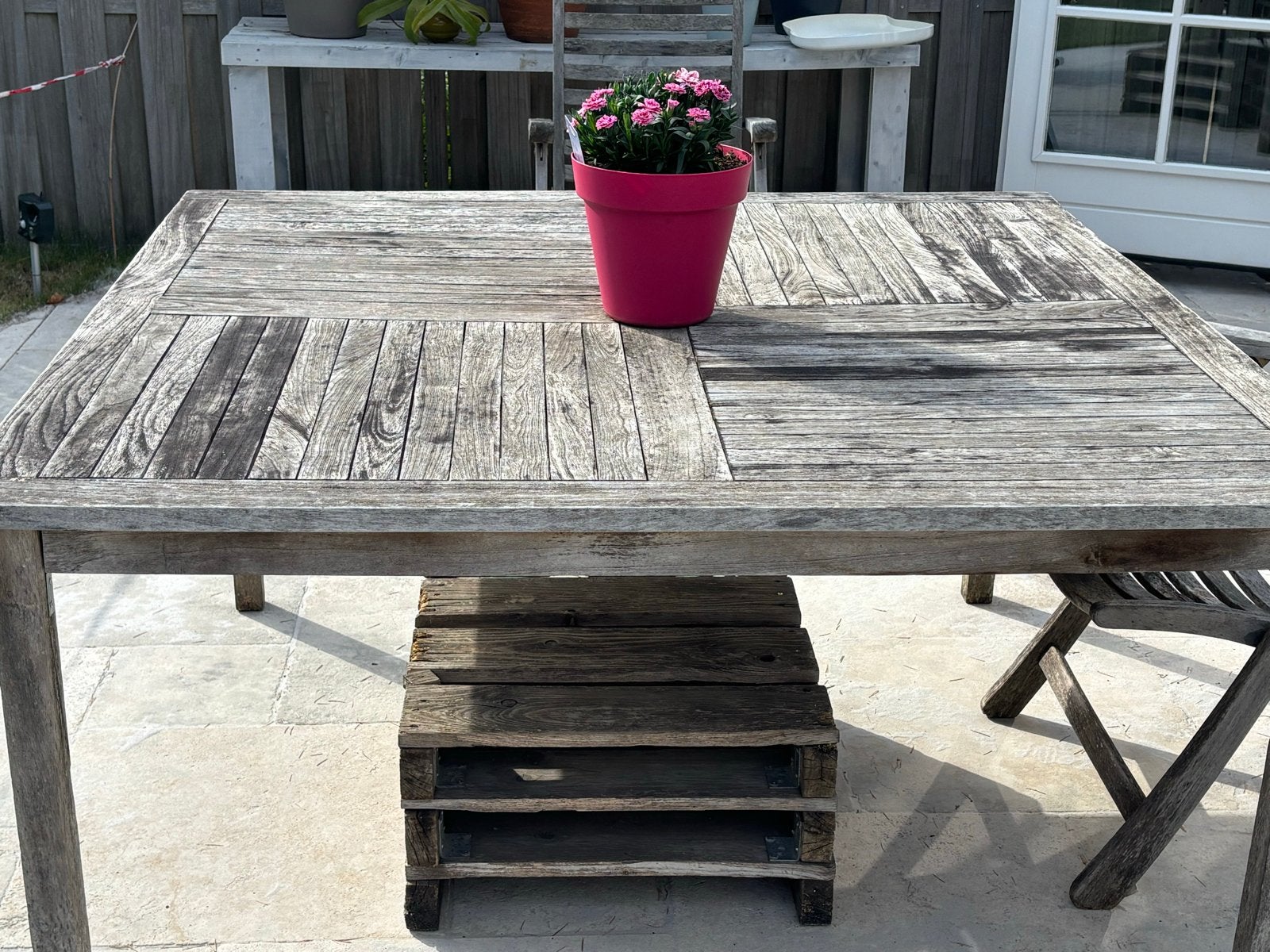 Houten tuintafel - Bois Le Duc - Gebruikt, Tuin en Terras, Ophalen, Gebruikt, Vierkant, Hout