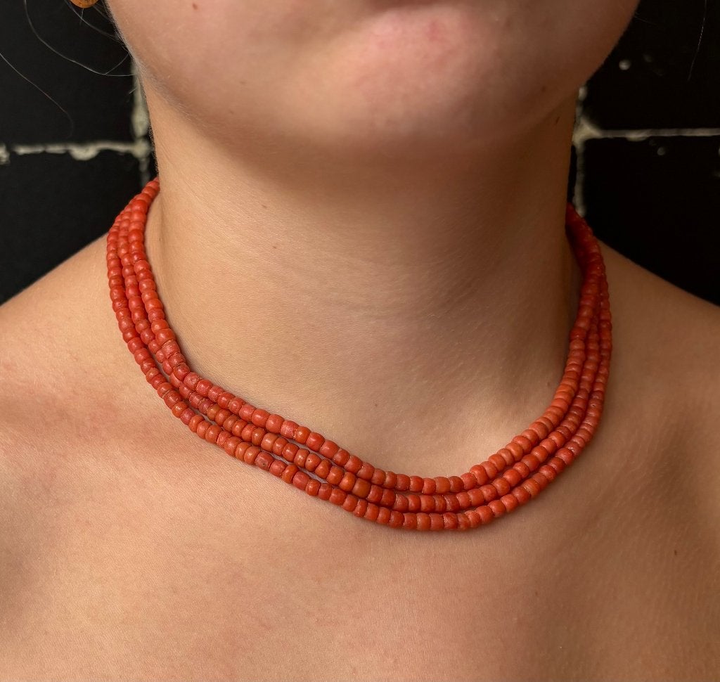 Bloedkoraal antieke ketting fraaie 14k slot goud camee dames, Sieraden, Tassen en Uiterlijk, Ophalen of Verzenden, Goud, Ketting