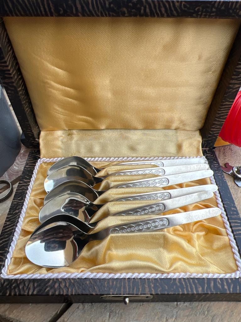 ABS Rostfrei 18/10 DDR Theelepels Set in Doos, Ophalen of Verzenden