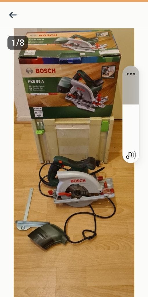 Bosch PKS 55 A Cirkelzaag - 1200W, Zo goed als nieuw, Ophalen, Cirkelzaag, Zo goed als nieuw, 30 tot 70 mm
