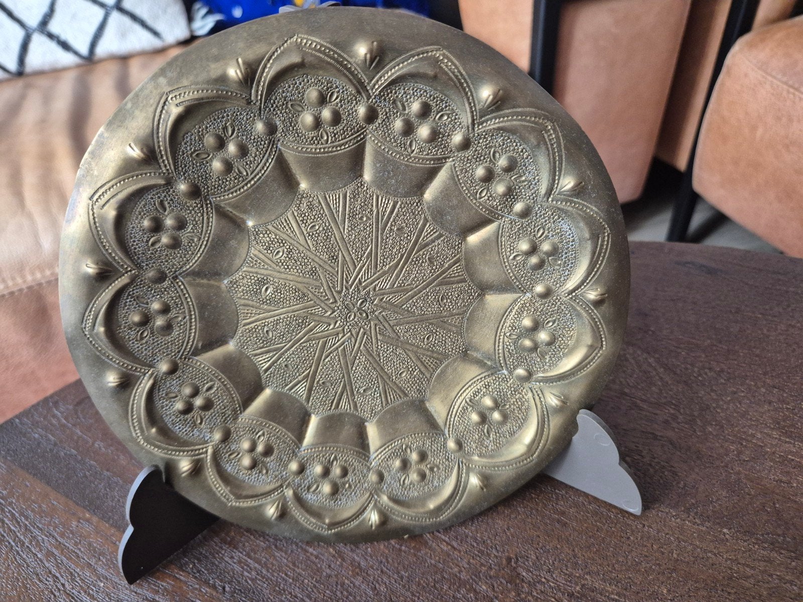 Decoratieve Oosterse Messing Schaal - Handgemaakt, Ophalen of Verzenden