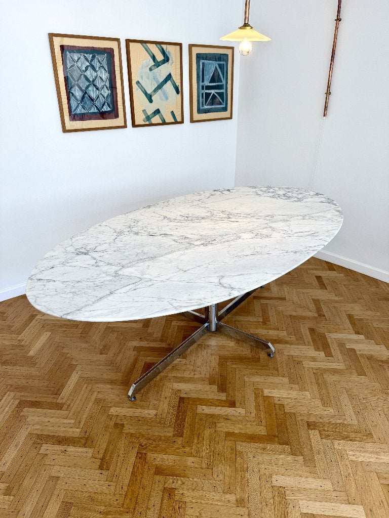 Vintage marmeren eettafel door Florence Knoll, Ophalen, Overige materialen, Gebruikt, 100 tot 150 cm