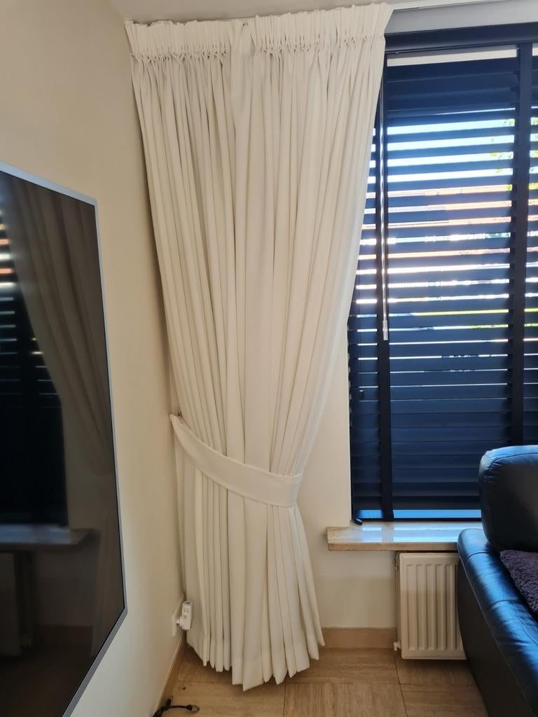 Lichte gordijnen met plooiband, wit/crème, 100 tot 150 cm, 200 cm of meer, Ophalen of Verzenden, Zo goed als nieuw