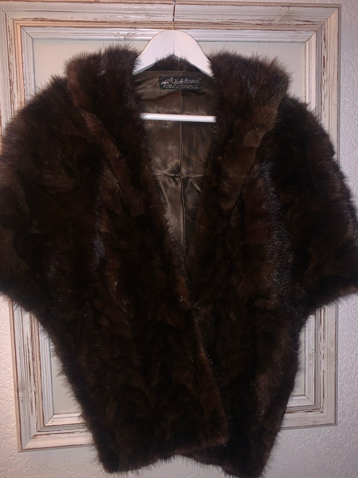 Vintage Voula Mitsakou Bont Stola/Cape - Donkerbruin, Ophalen of Verzenden, Zo goed als nieuw, Maat 46/48 (XL) of groter, Bruin